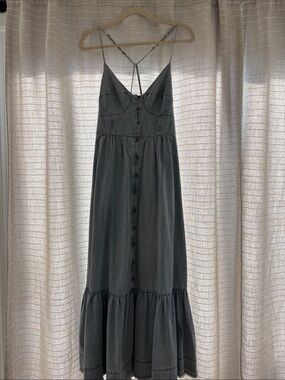 Magnolia boutique bustier light denim maxi dress